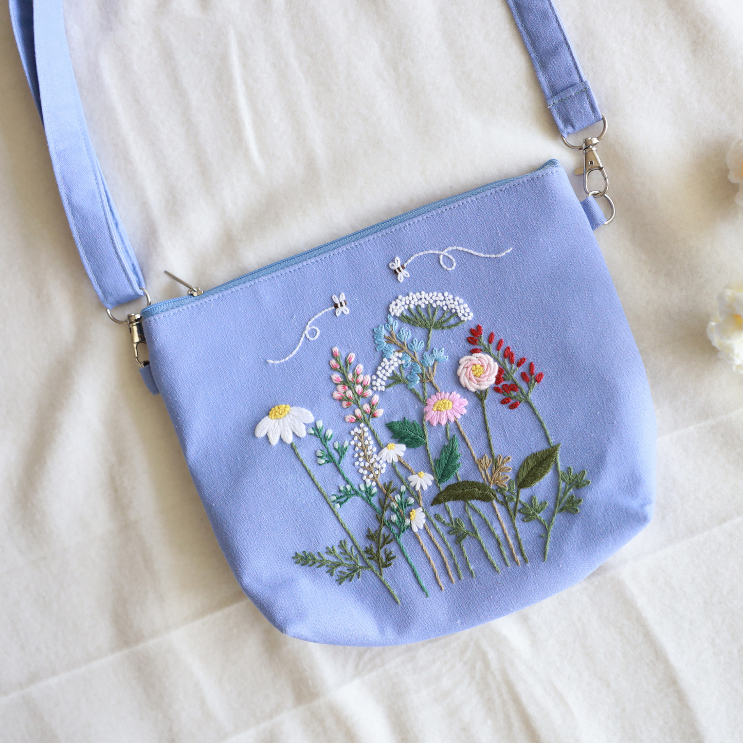 Wisteria Blue Wildflower Crossbody Bag