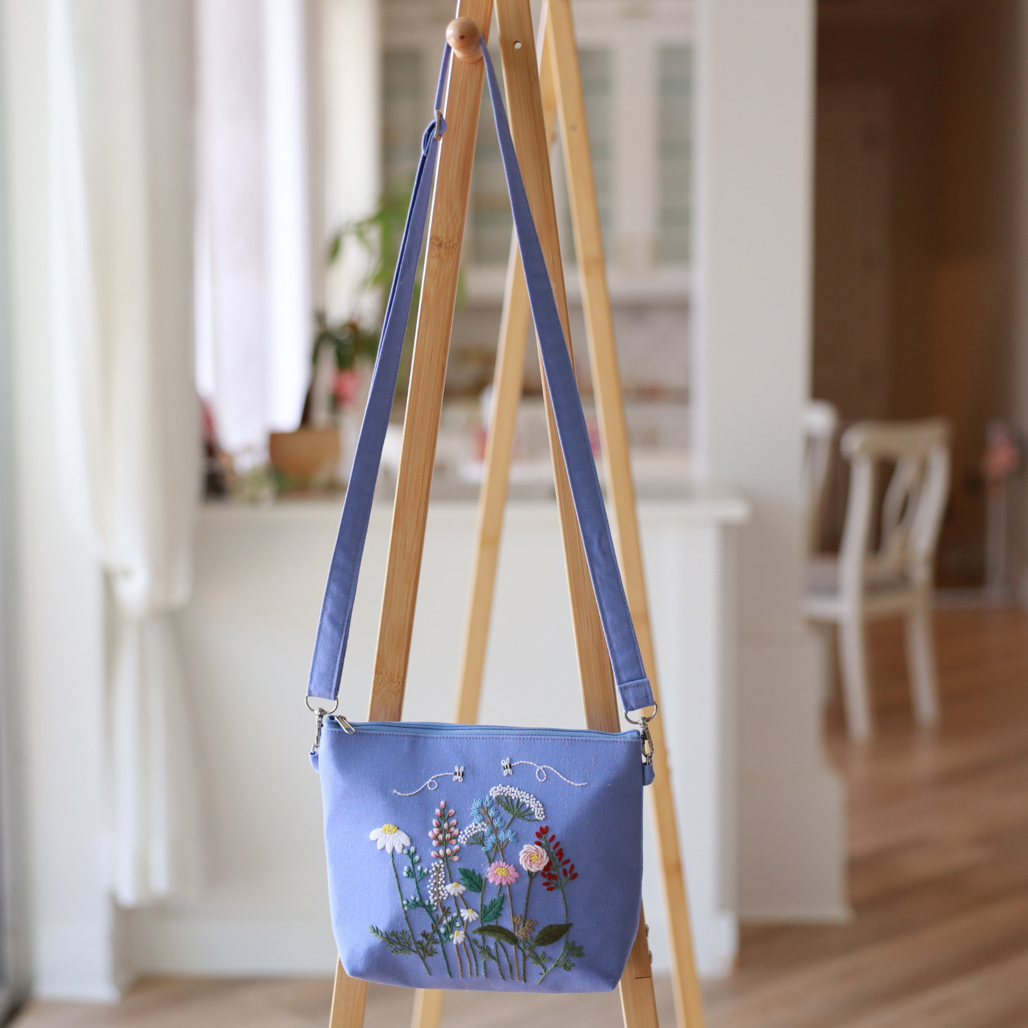 Wisteria Blue Wildflower Crossbody Bag