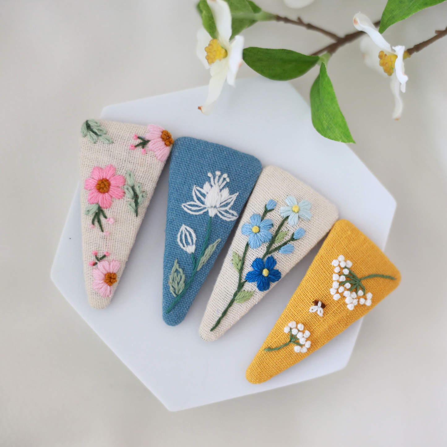 Garden Reverie Embroidered Hair Clips