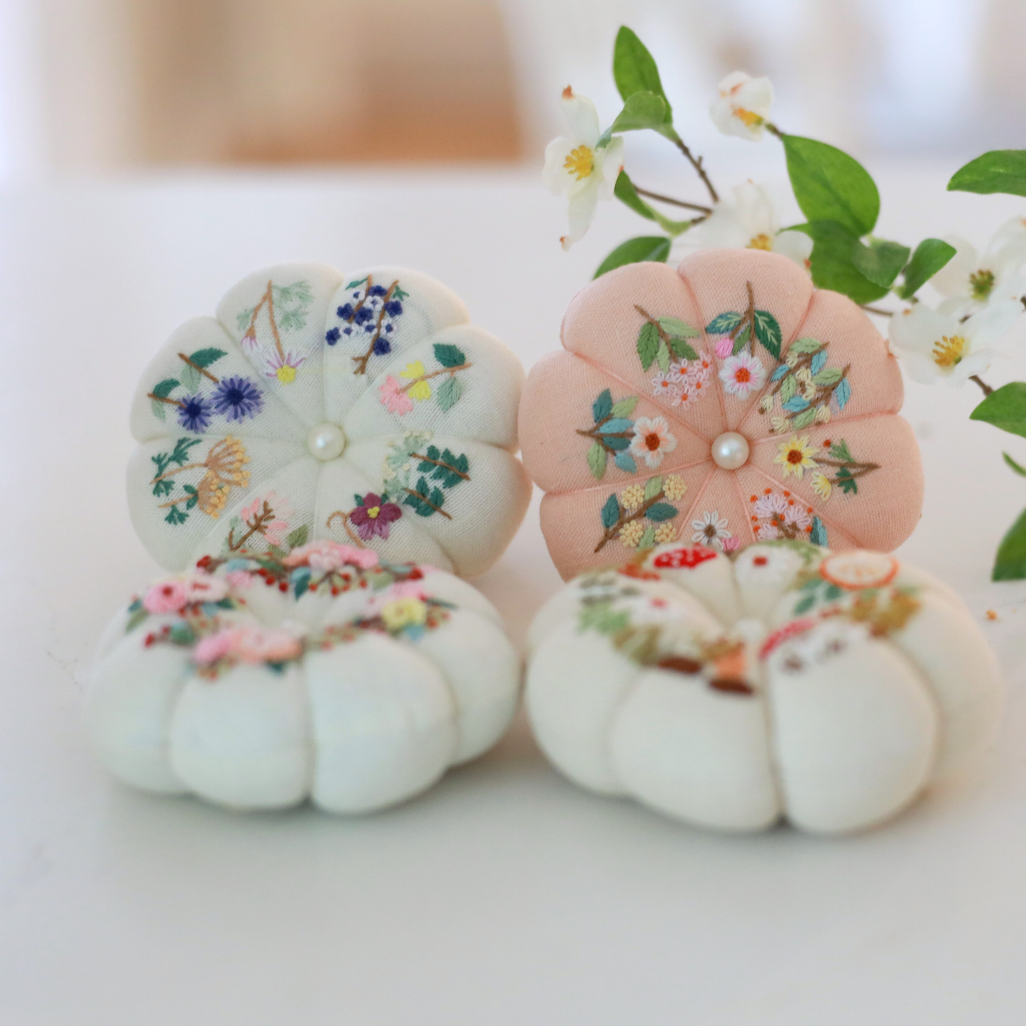 Floral Hand Embroidered Pin Cushion