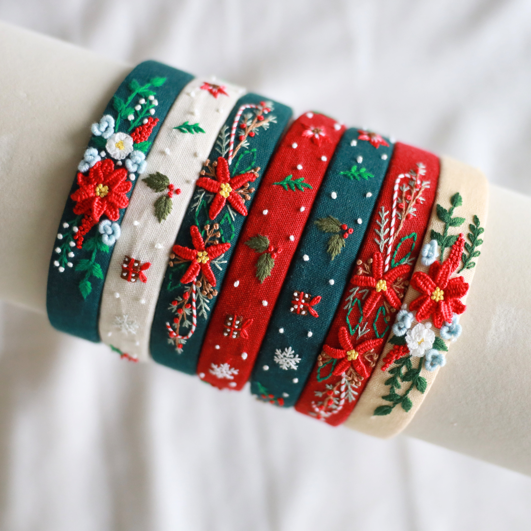 Hand-Embroidered Christmas Headband