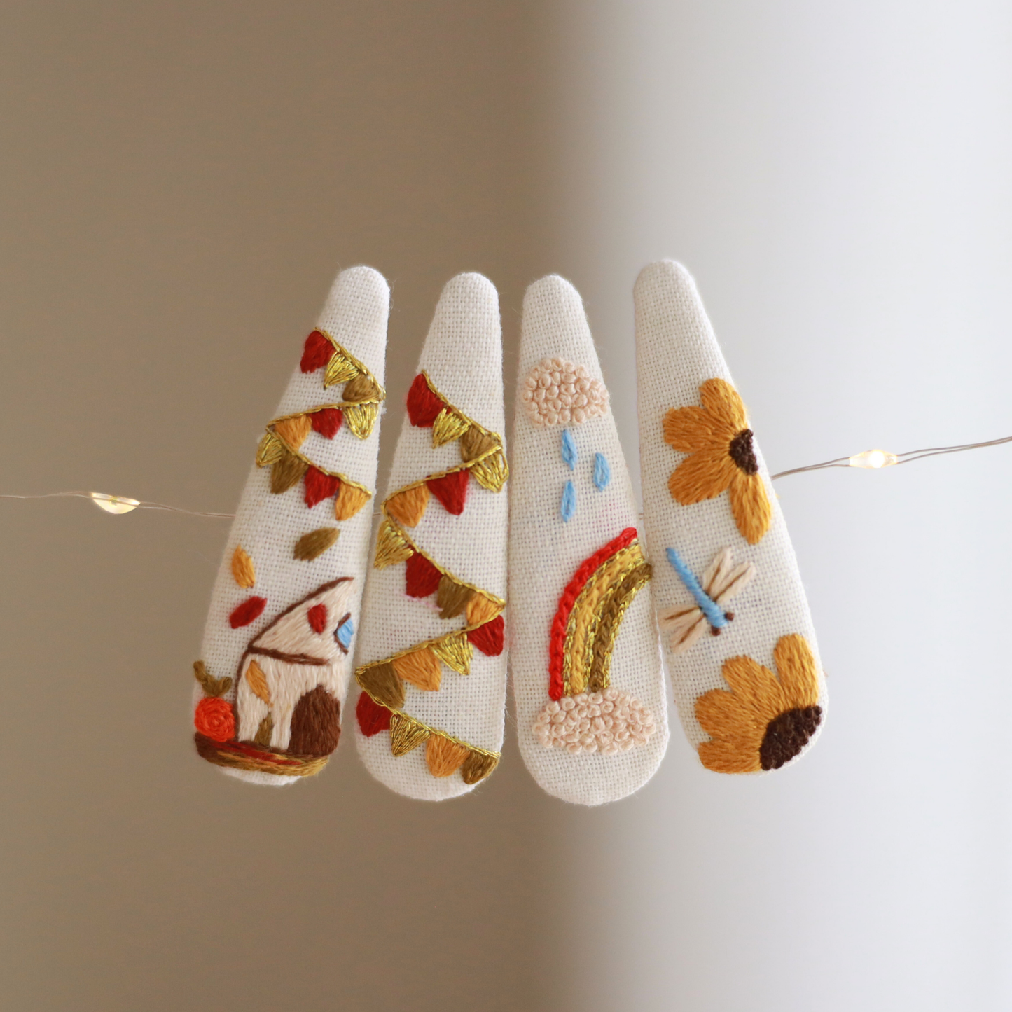 Golden Season Embroidered Hair Clips