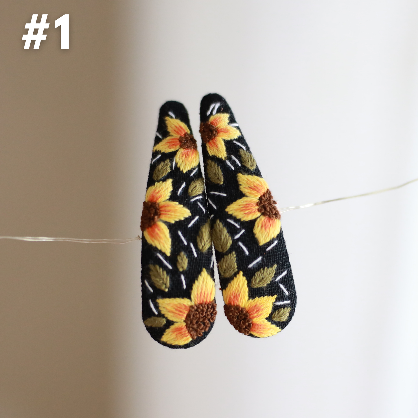 Sunflower Embroidered Hair Clip Set