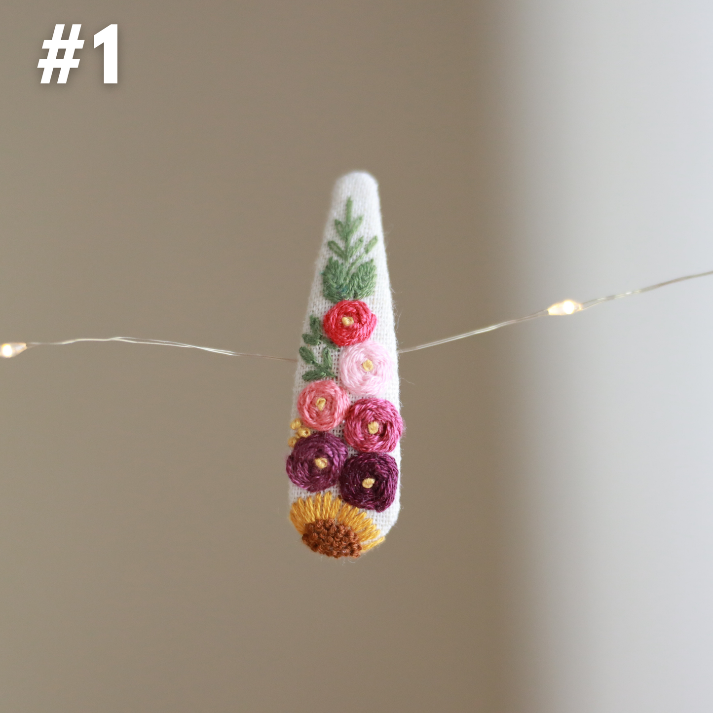 Forest Garden Embroidered Hair Clips