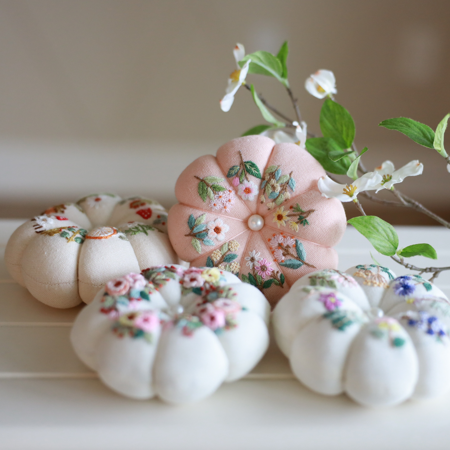 Floral Hand Embroidered Pin Cushion