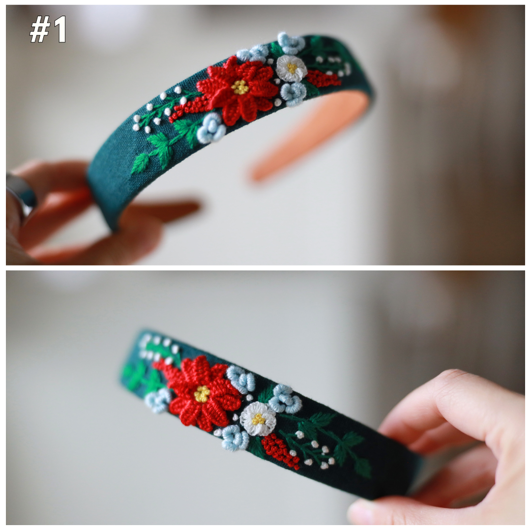 Hand-Embroidered Christmas Headband