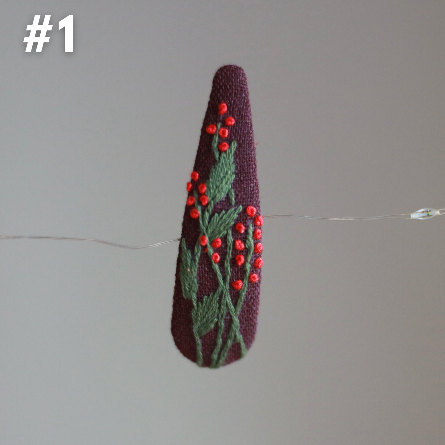 Strawberry Fields Embroidered Hair Clips
