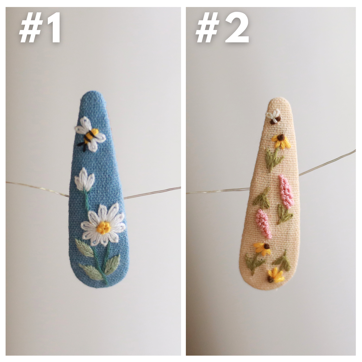Garden Party Embroidered Hair Clips