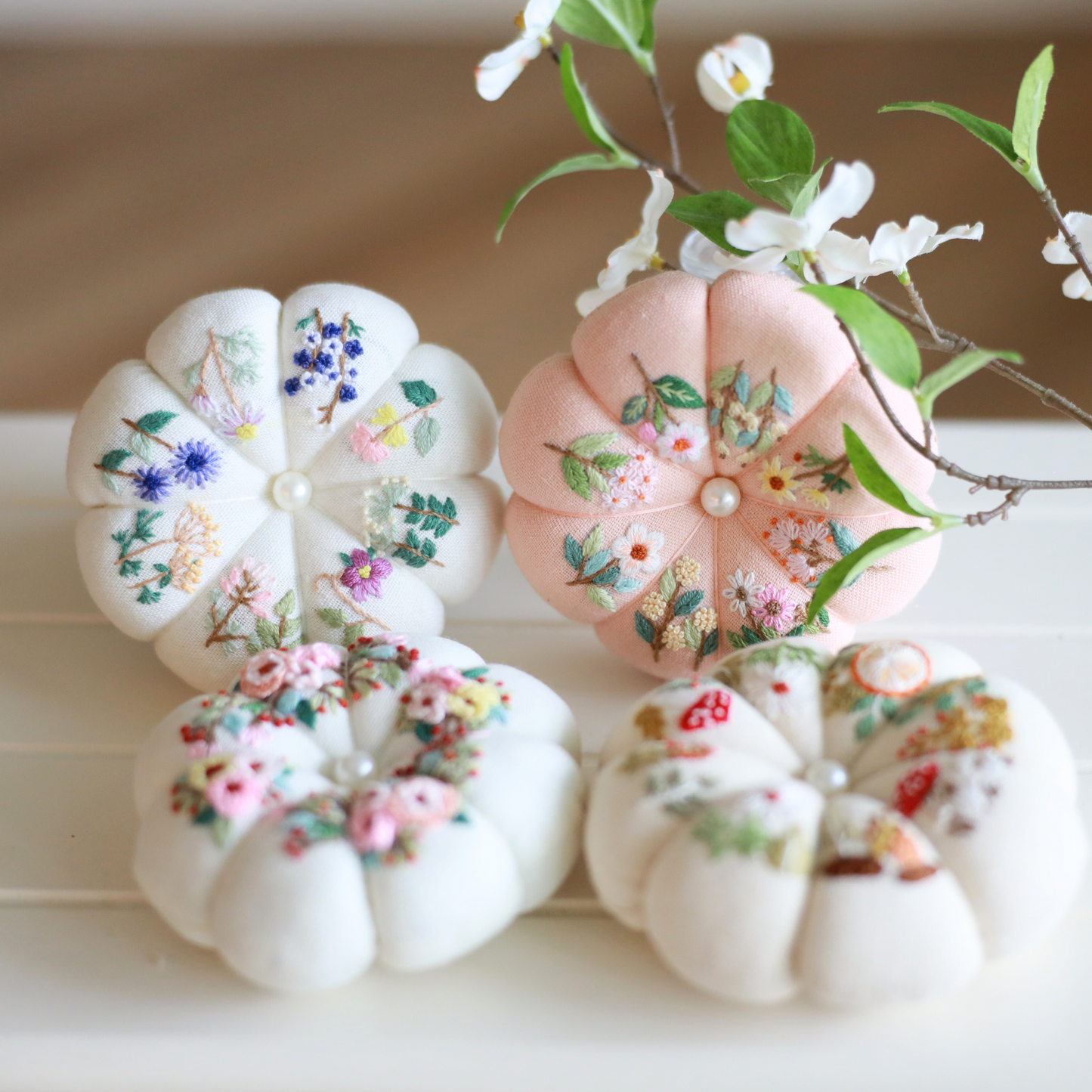 Floral Hand Embroidered Pin Cushion