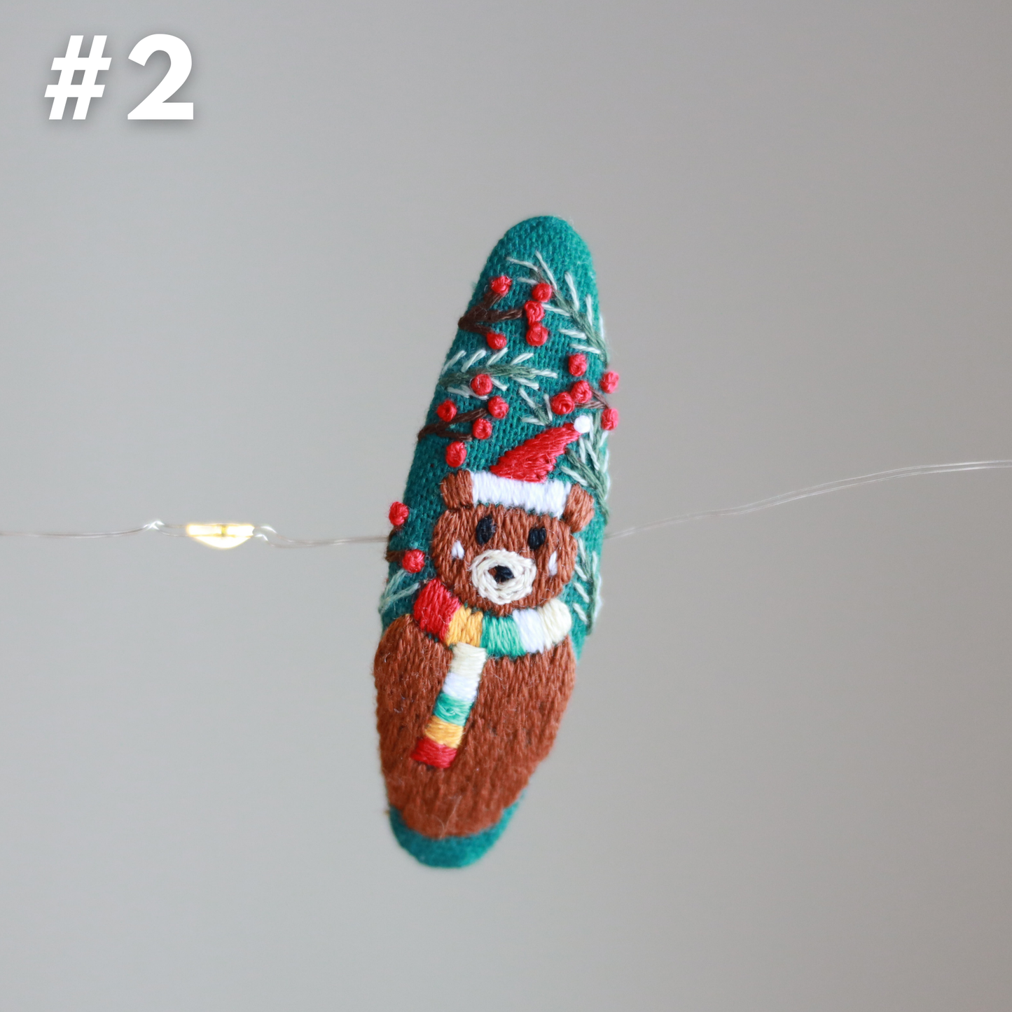 Holiday Magic Embroidered Hair Clips