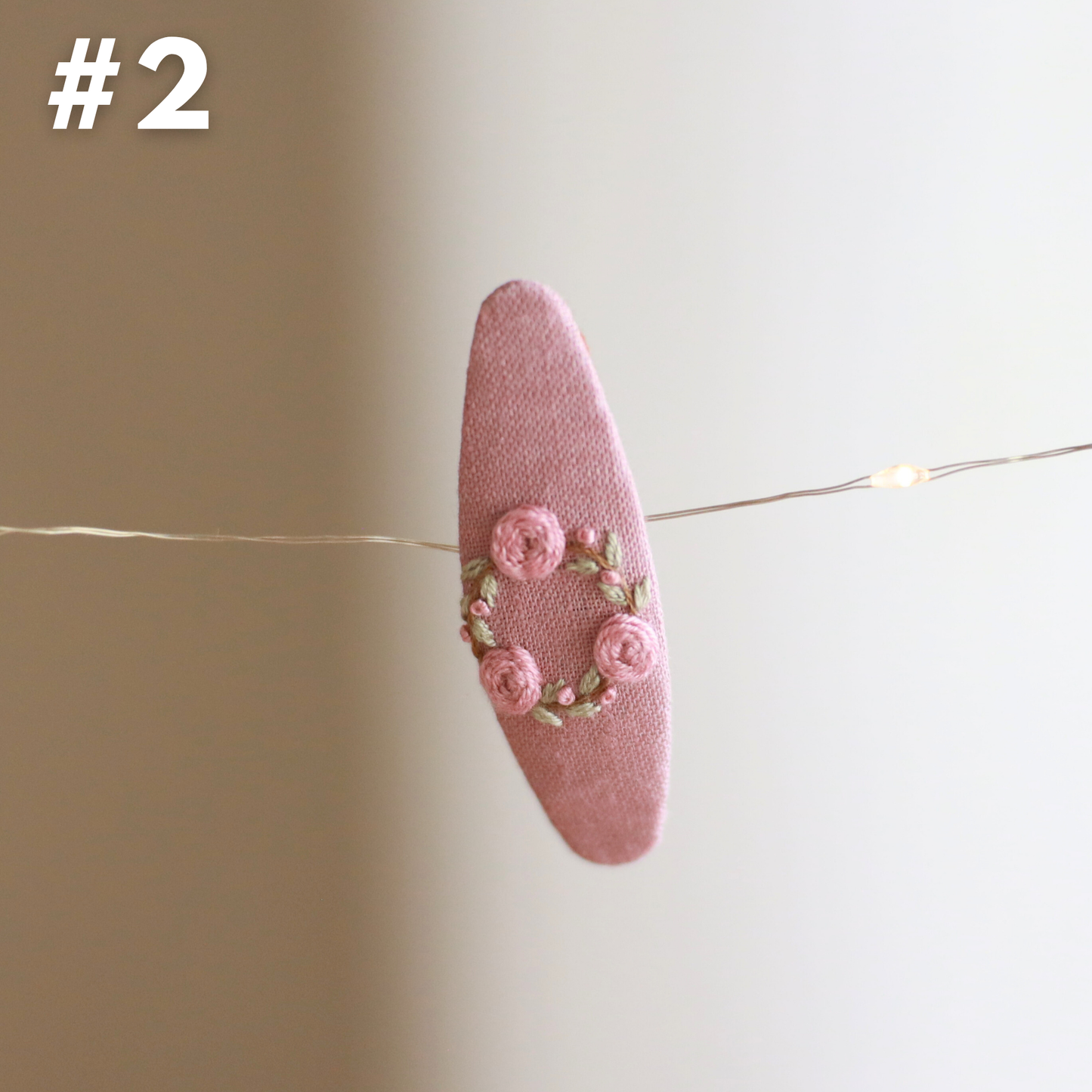 Mauve Meadow Embroidered Hair Clips