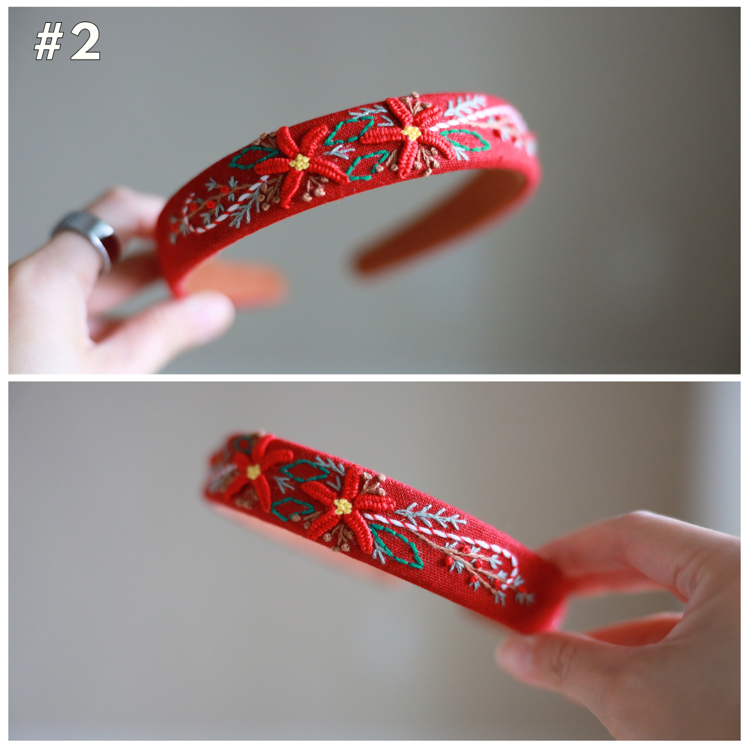 Hand-Embroidered Christmas Headband