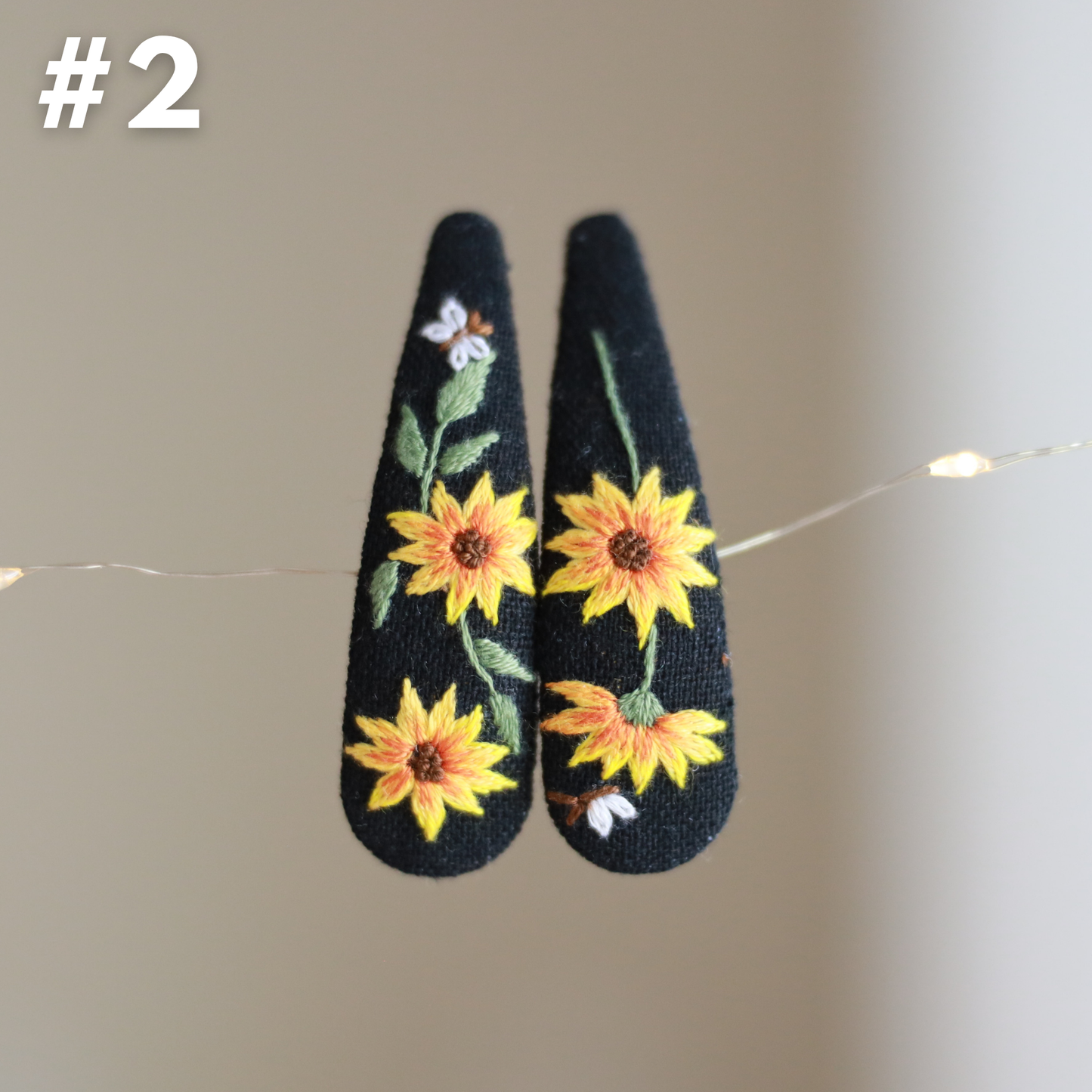 Sunflower Embroidered Hair Clip Set