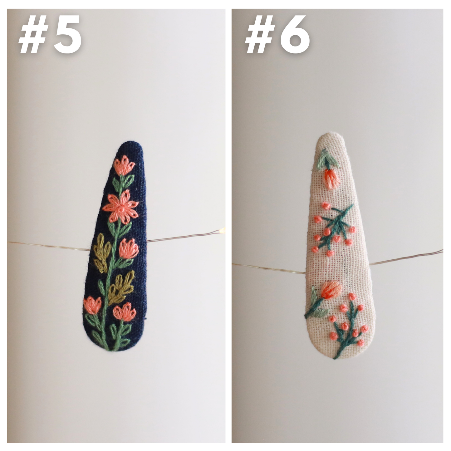 Garden Party Embroidered Hair Clips