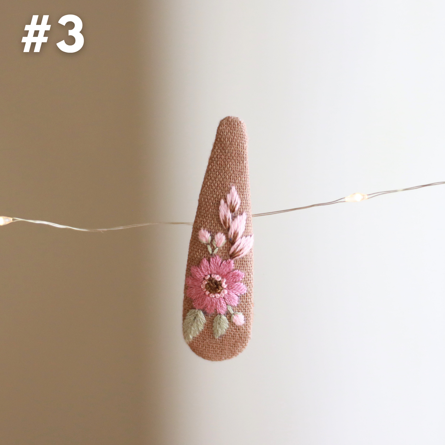 Mauve Meadow Embroidered Hair Clips