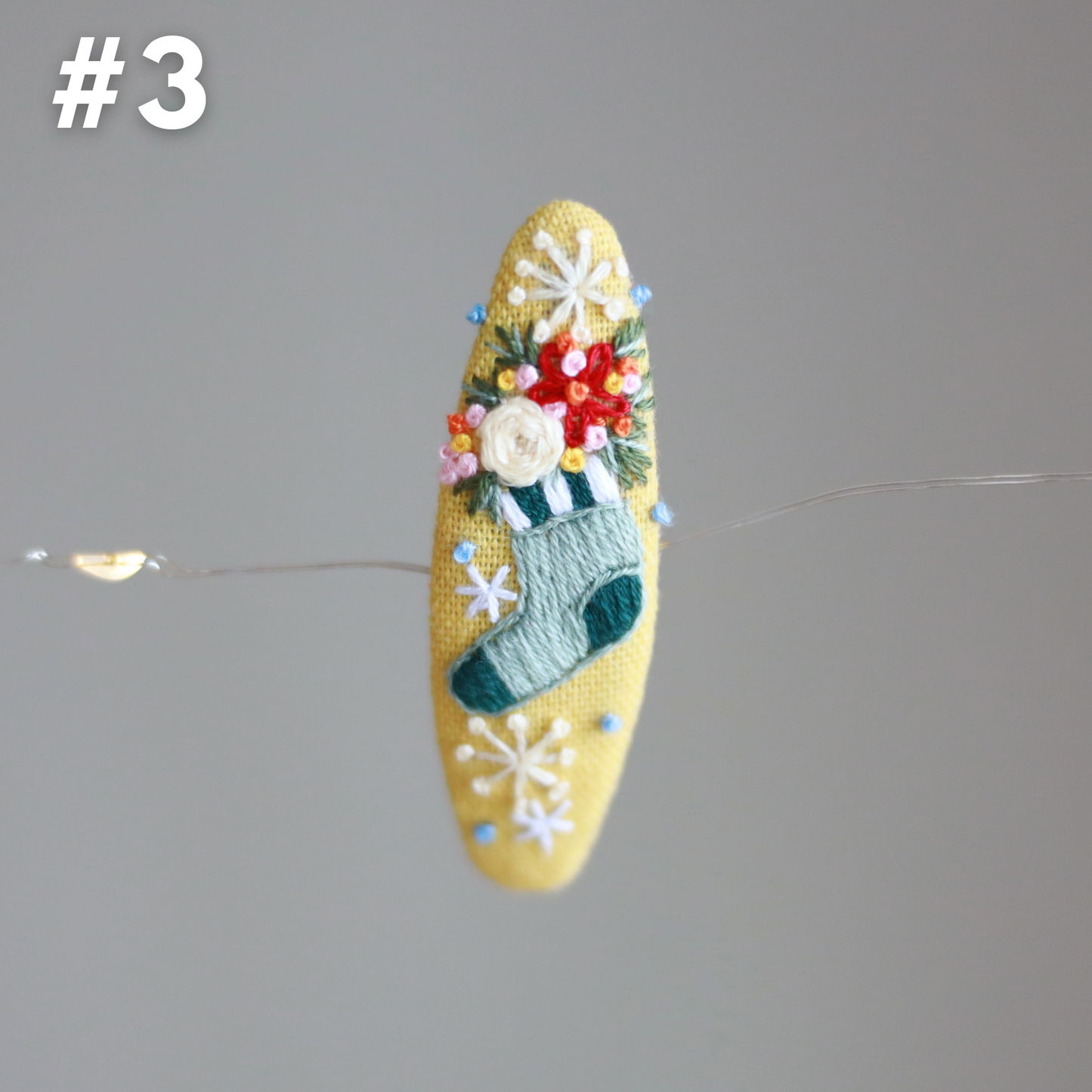 Holiday Magic Embroidered Hair Clips