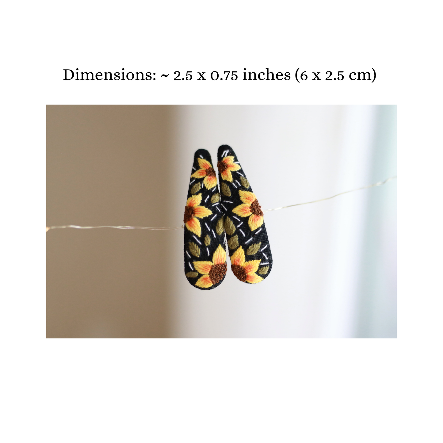 Sunflower Embroidered Hair Clip Set