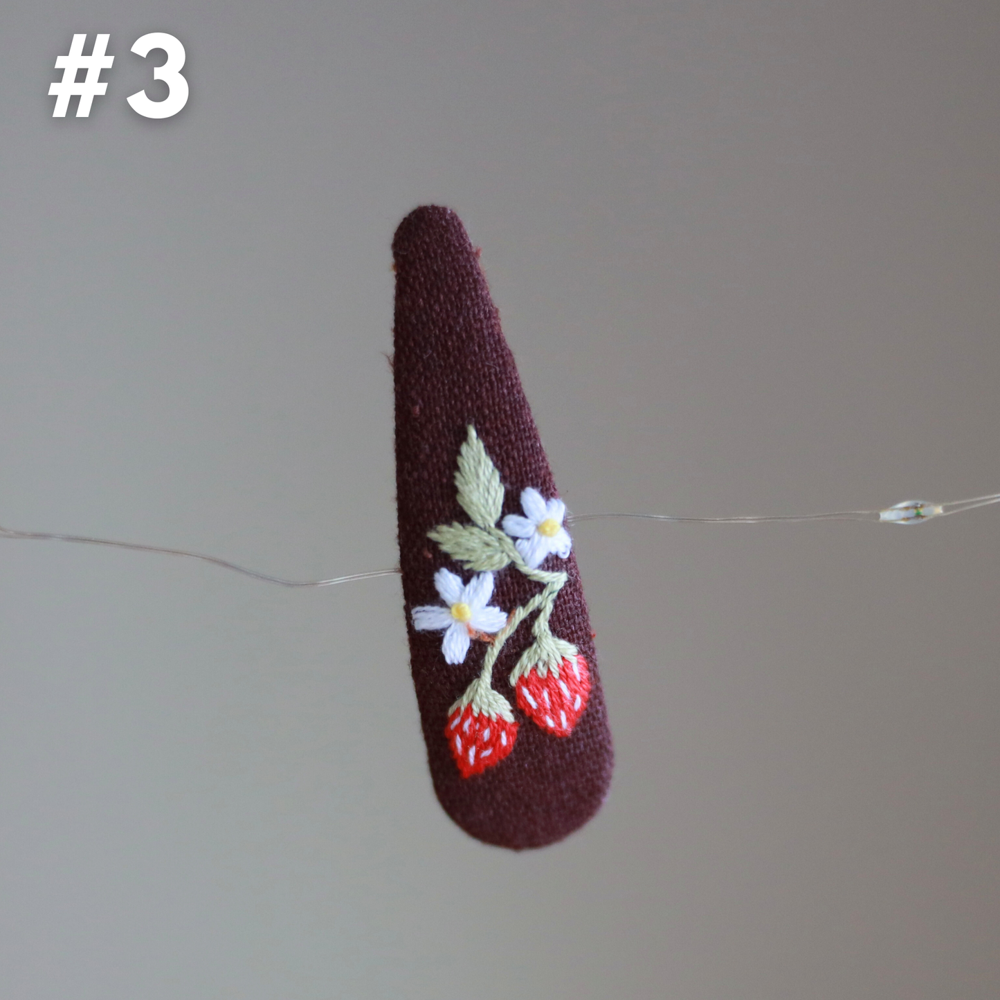 Strawberry Fields Embroidered Hair Clips