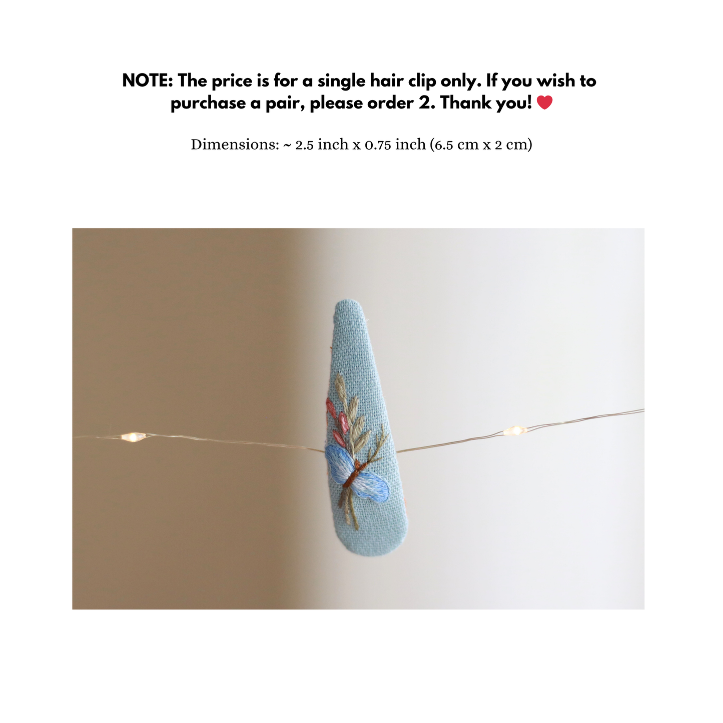 Blue Meadow Embroidered Hair Clips