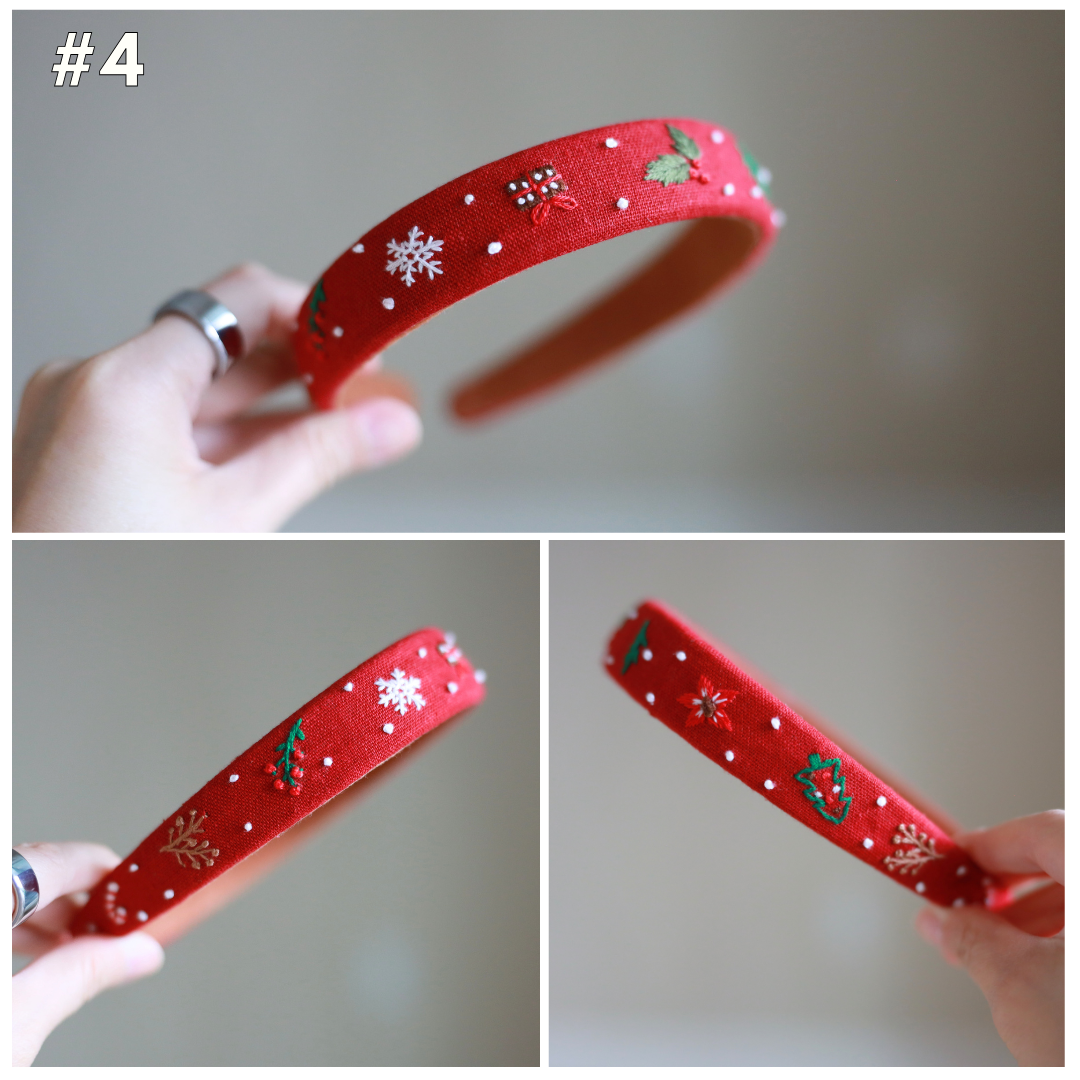 Hand-Embroidered Christmas Headband