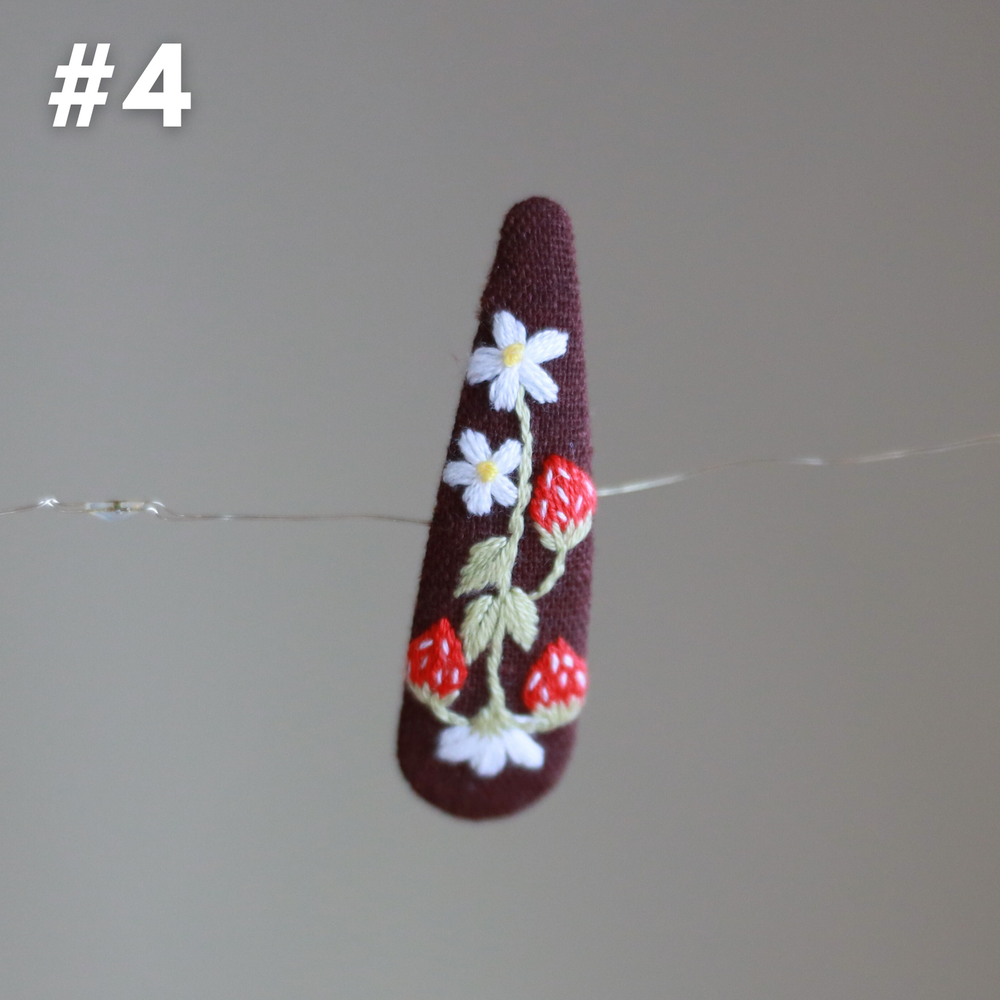Strawberry Fields Embroidered Hair Clips