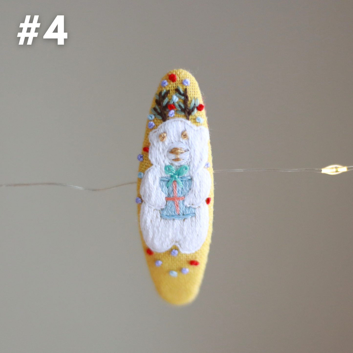 Holiday Magic Embroidered Hair Clips