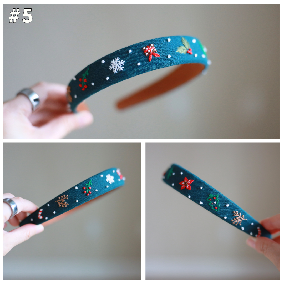 Hand-Embroidered Christmas Headband
