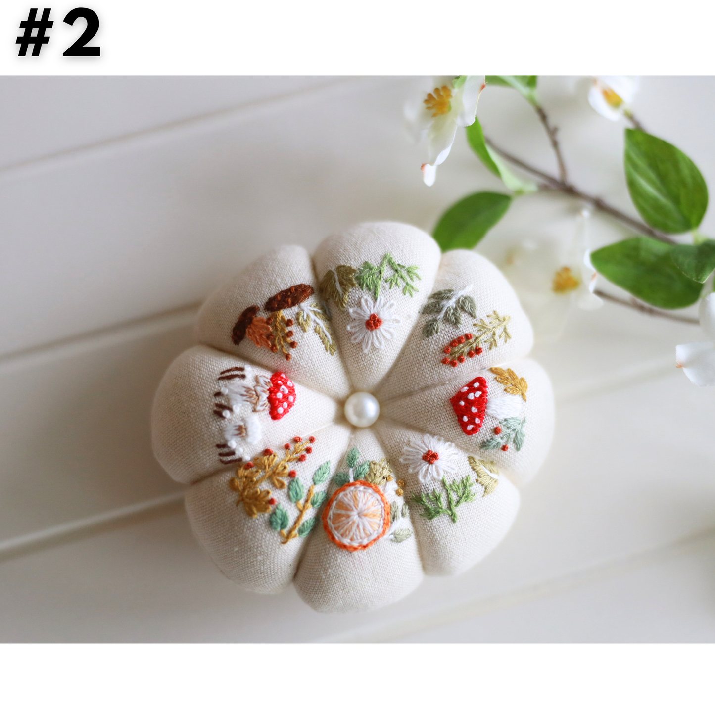 Floral Hand Embroidered Pin Cushion