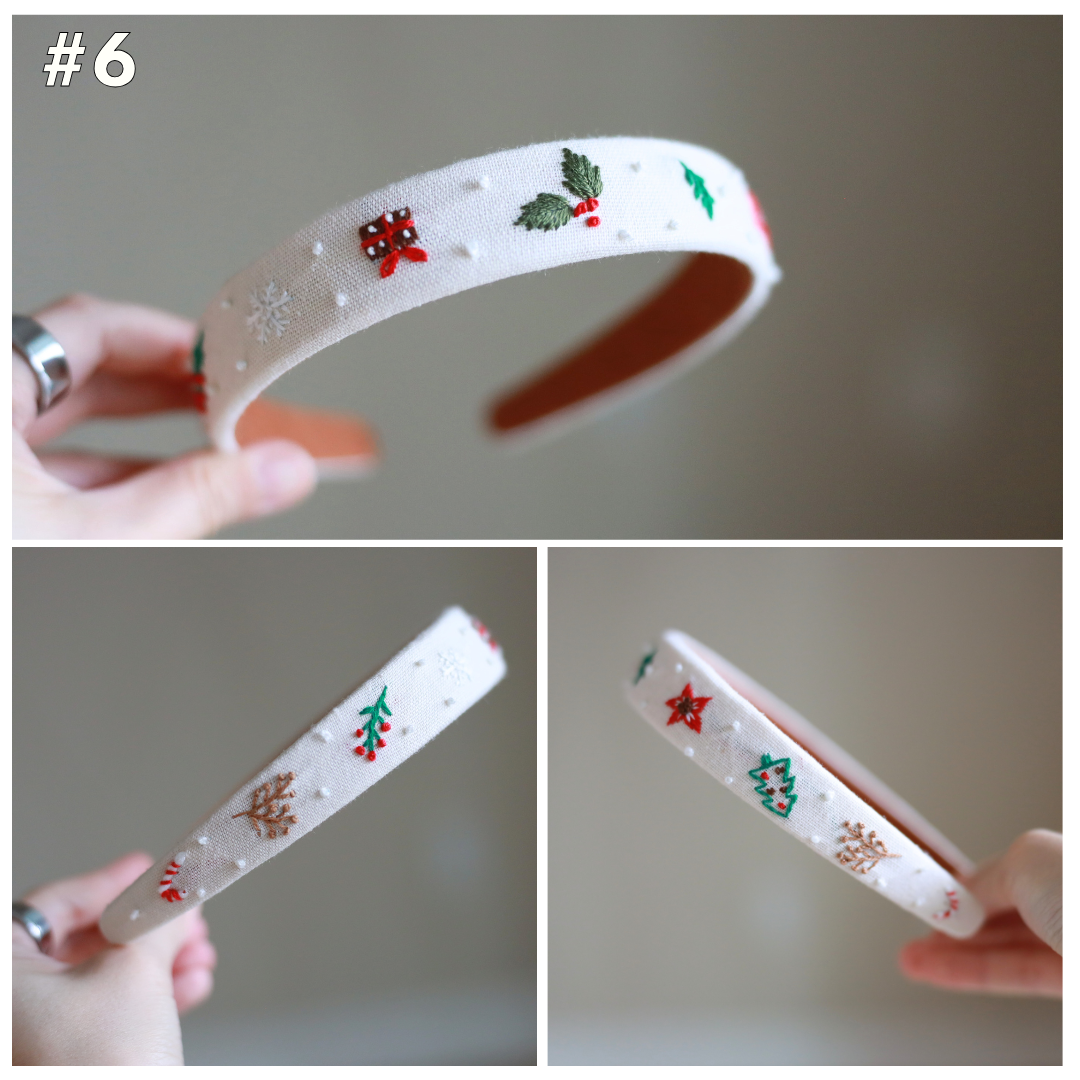 Hand-Embroidered Christmas Headband