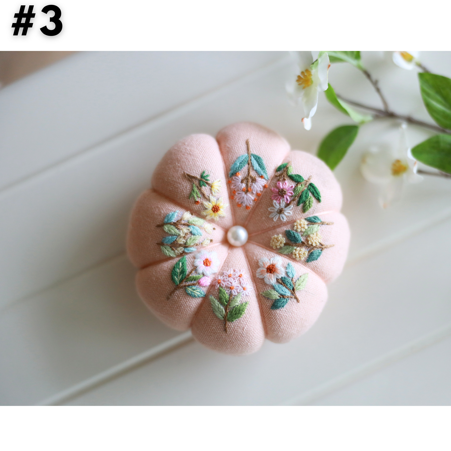 Floral Hand Embroidered Pin Cushion