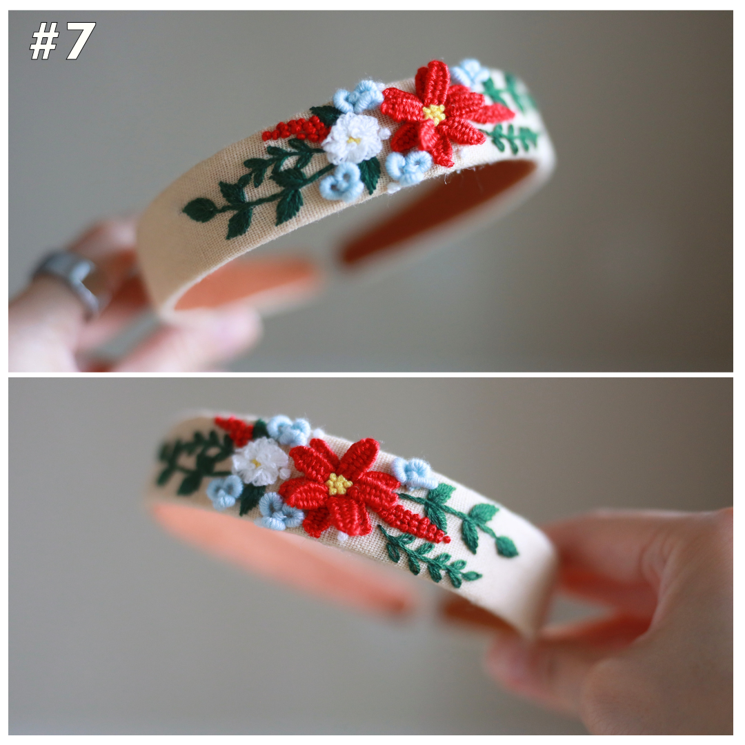 Hand-Embroidered Christmas Headband