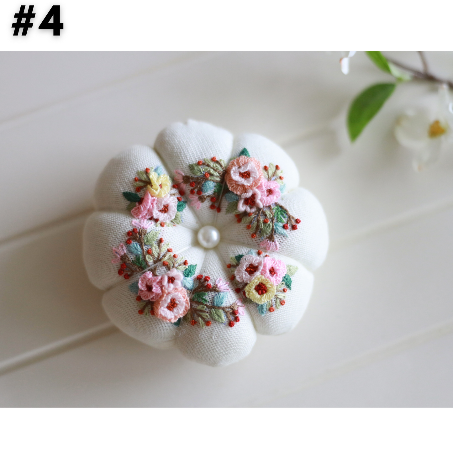 Floral Hand Embroidered Pin Cushion