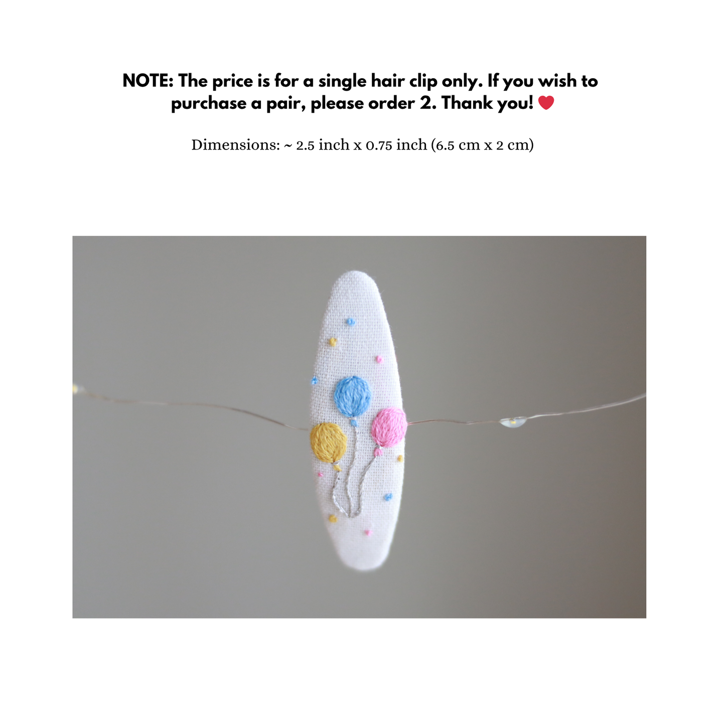 Childhood Whimsy Embroidered Hair Clips