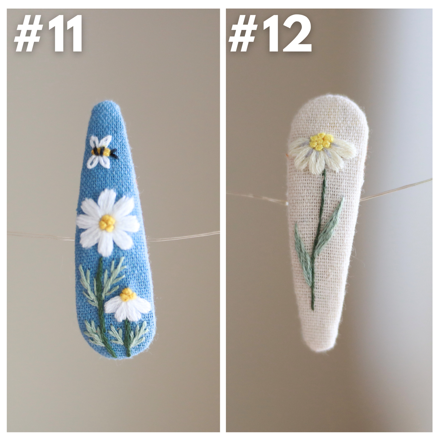 Garden Party Embroidered Hair Clips
