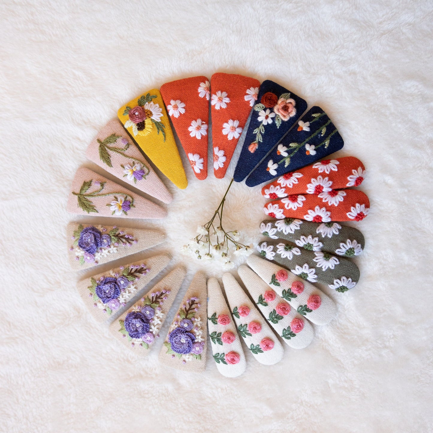 Handmade Linen Hair Clips. Floral Embroidered Hair Clips . Cute Hair Clips for Girls & Women. Birthday gift. Bridesmaid Gift. Back To School