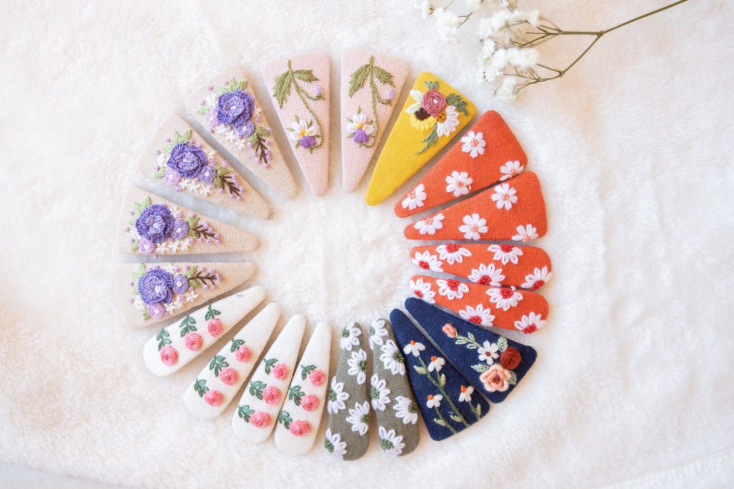 Handmade Linen Hair Clips. Floral Embroidered Hair Clips . Cute Hair Clips for Girls & Women. Birthday gift. Bridesmaid Gift. Back To School