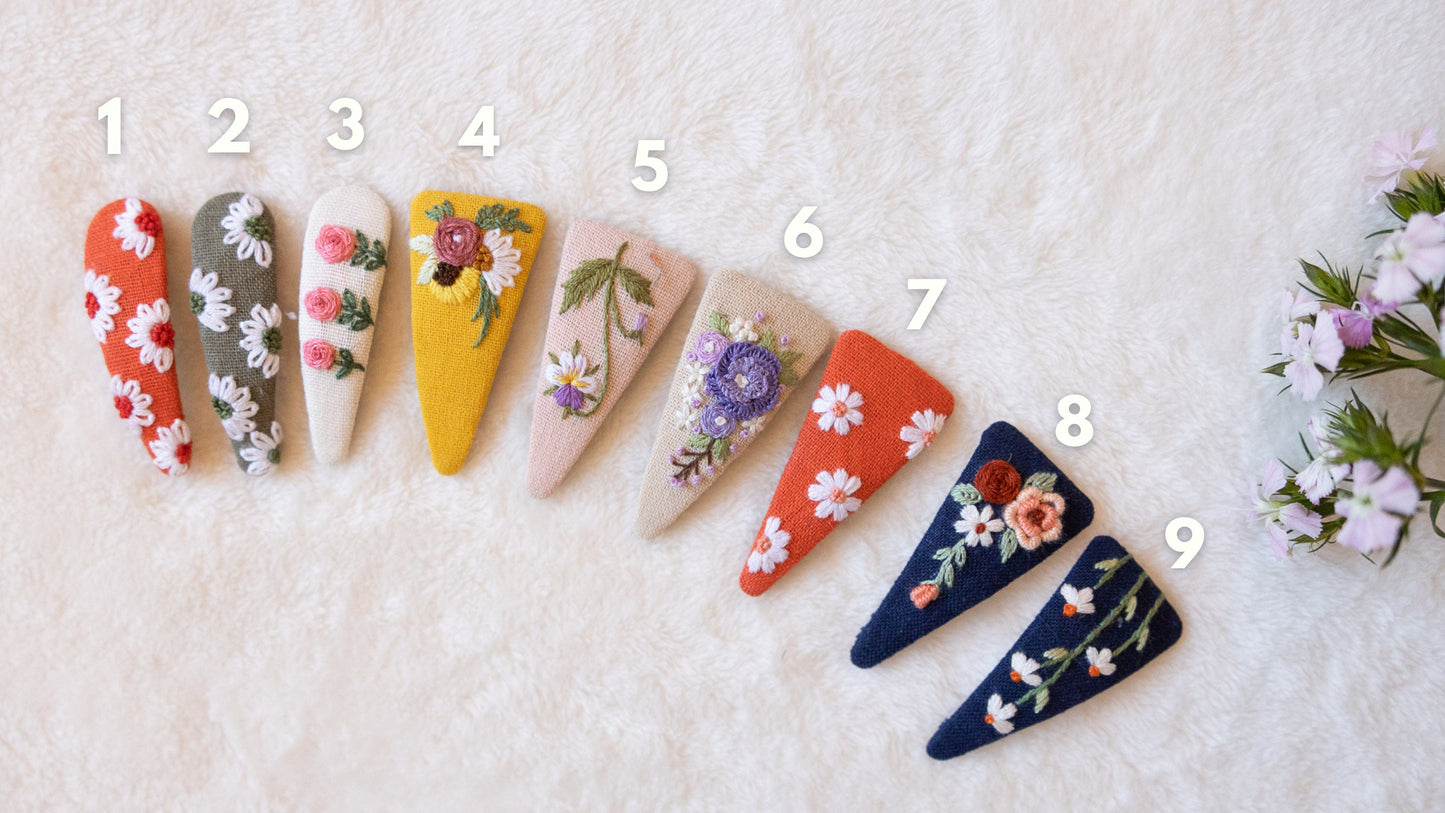 Handmade Linen Hair Clips. Floral Embroidered Hair Clips . Cute Hair Clips for Girls & Women. Birthday gift. Bridesmaid Gift. Back To School