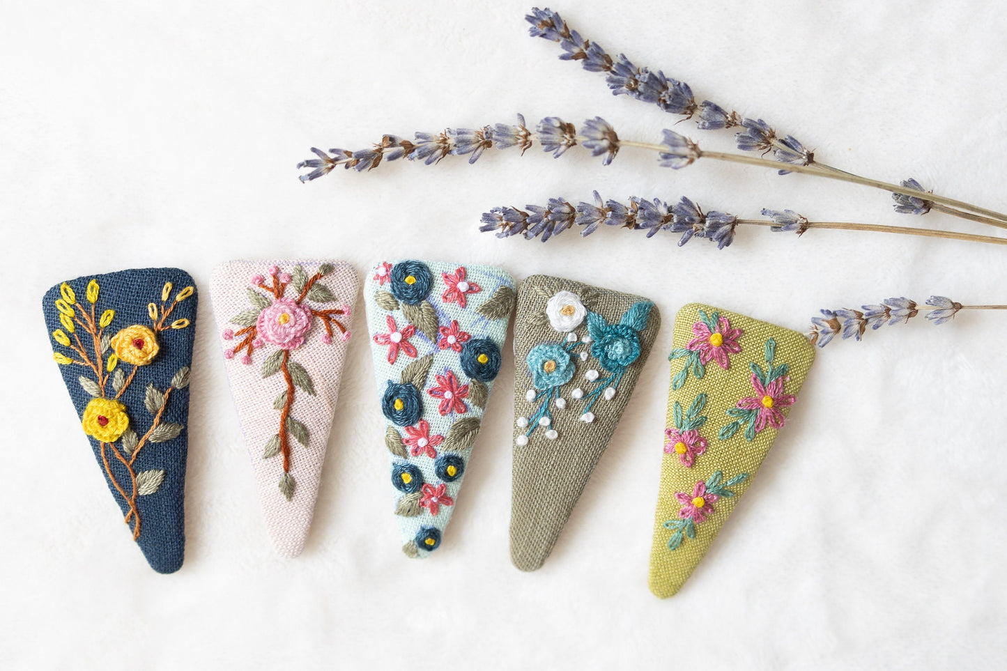 Flower Linen Hair Clips, Handmade Floral Embroidered Hair Clips, Cute Hair Clip, Hair Barrettes, End of Year Gift, Bridesmaid Gift