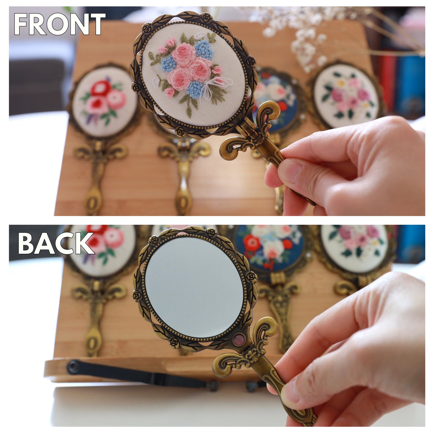 Vintage Embroidered Compact Mirror