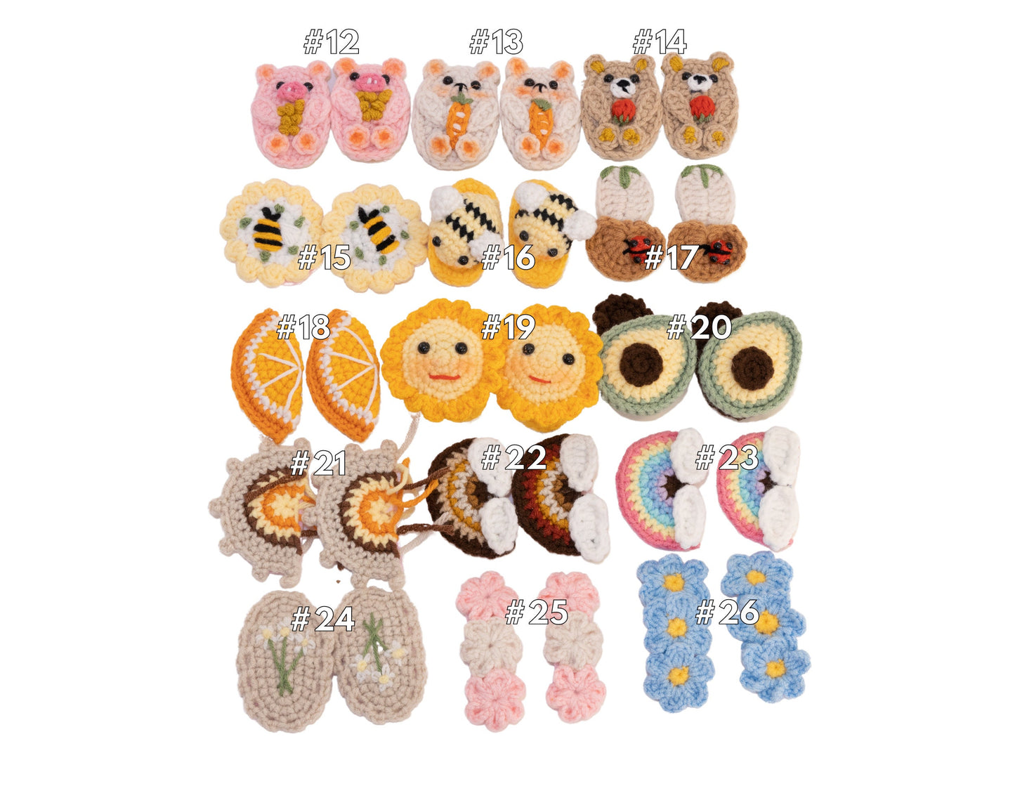 Crochet Cartoon Animals Hair Clips, Kids Toddler Baby Girl Hair Clips, Fruits and Vegetables Hair Clipscrochet, Baby Hair Accessories