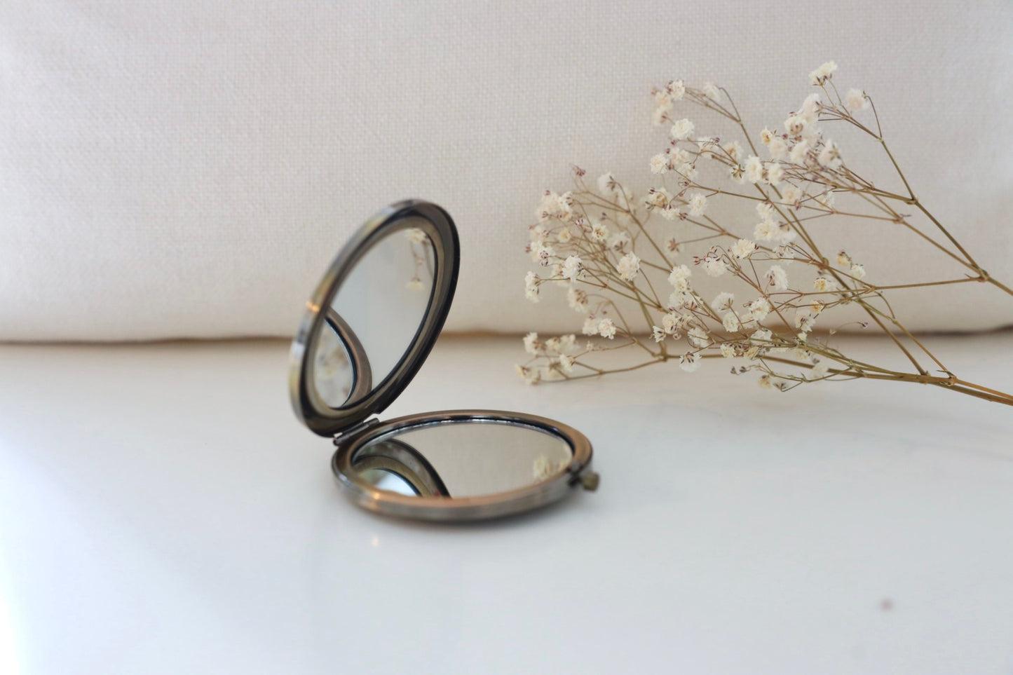 Floral Embroidered Compact Mirror