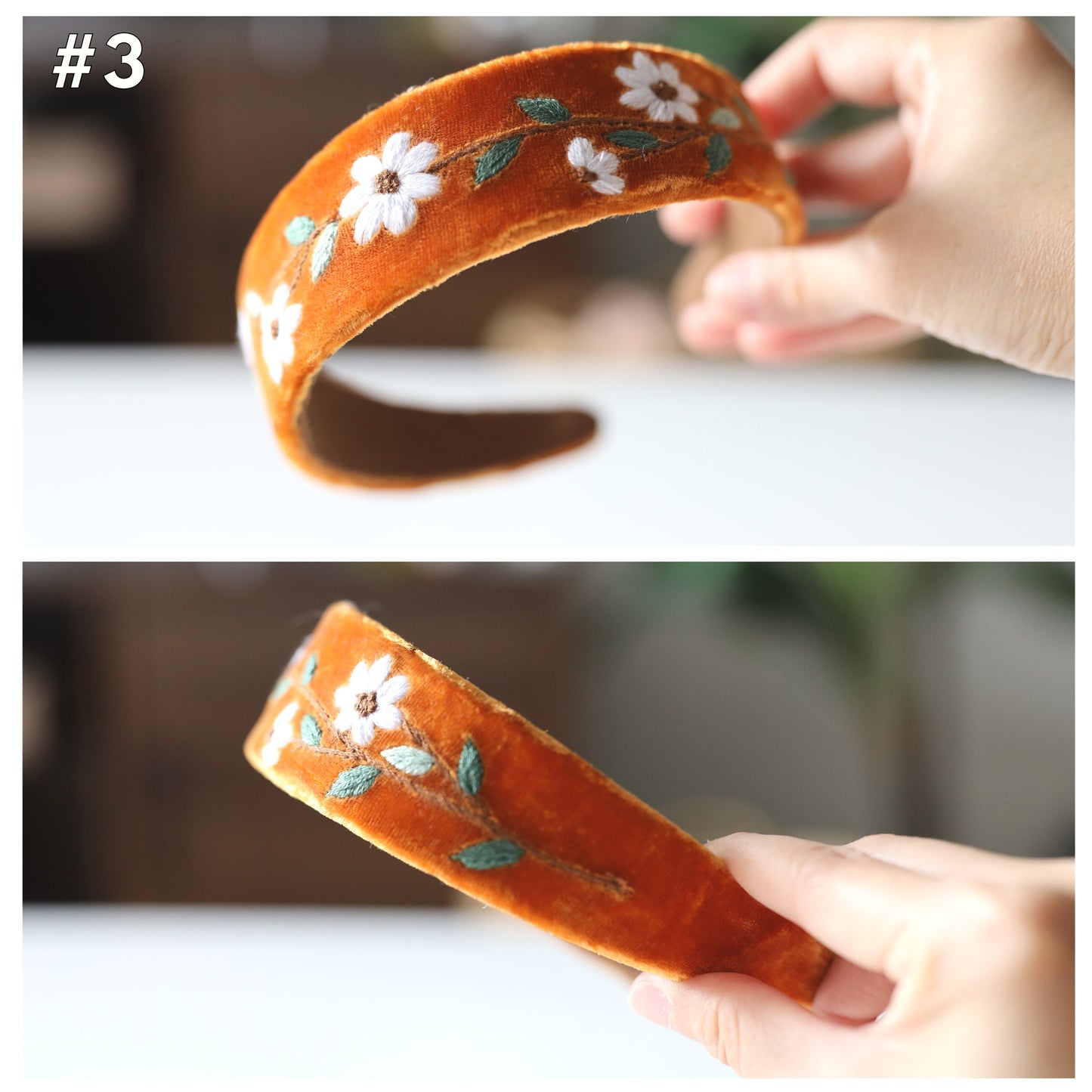 Elegant Floral Embroidered Velvet Headband