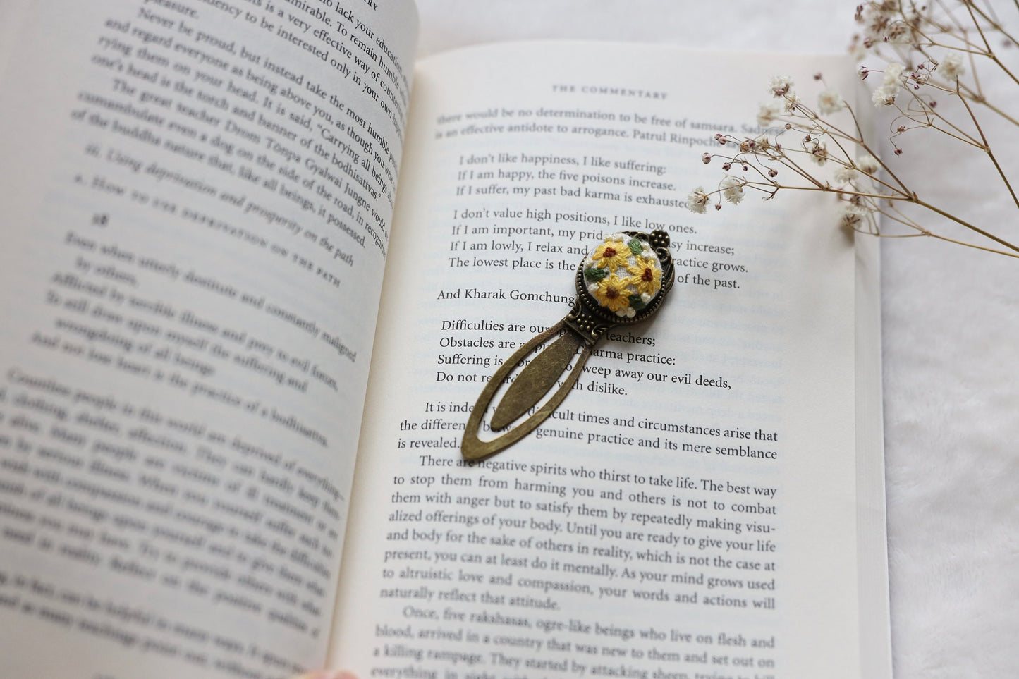 Vintage Bookmark with Flower Embroidery