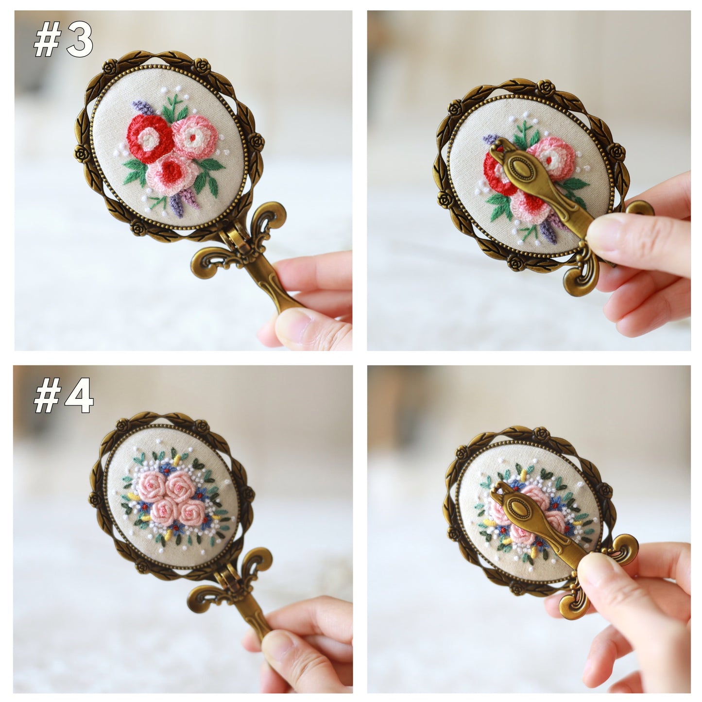 Vintage Embroidered Compact Mirror