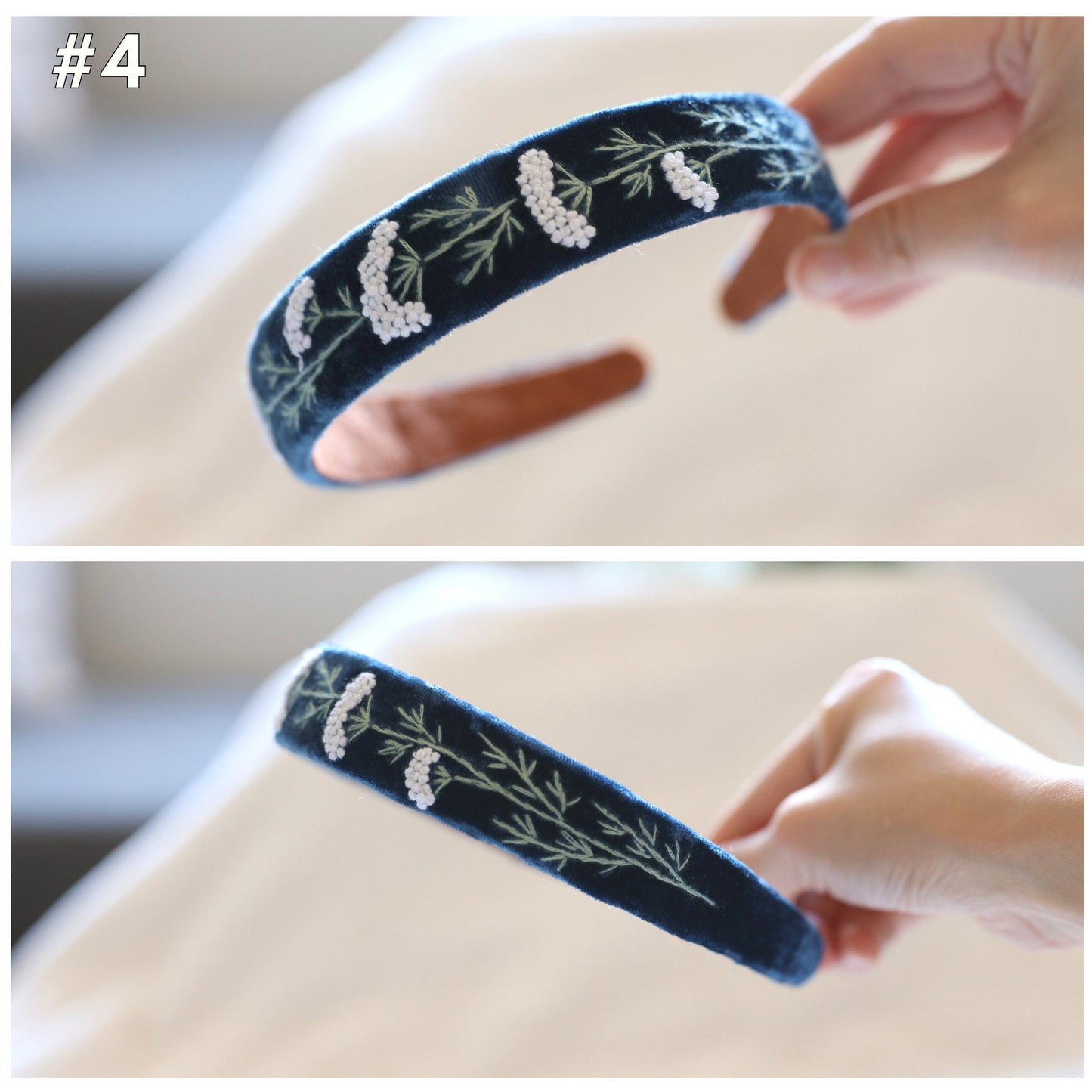 Elegant Floral Embroidered Velvet Headband
