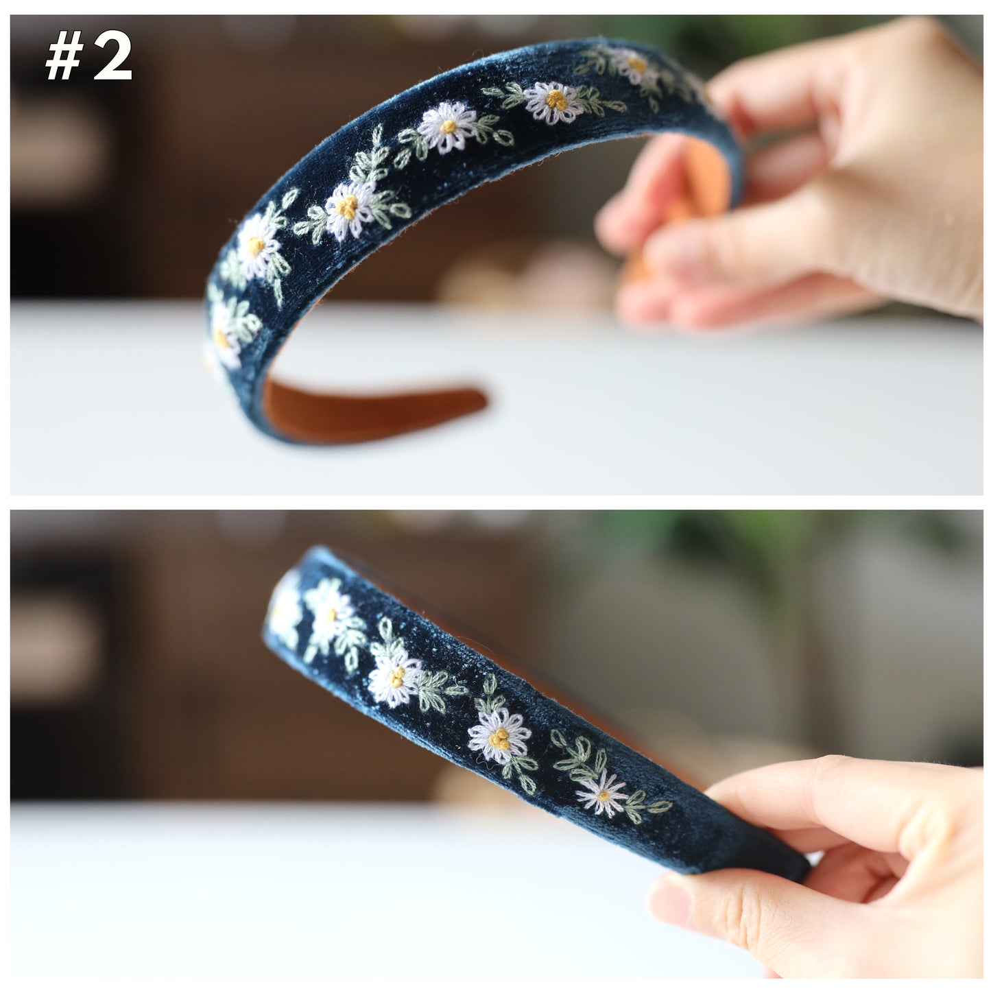 Elegant Floral Embroidered Velvet Headband