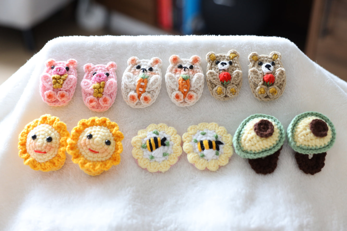 Crochet Cartoon Animals Hair Clips, Kids Toddler Baby Girl Hair Clips, Fruits and Vegetables Hair Clipscrochet, Baby Hair Accessories