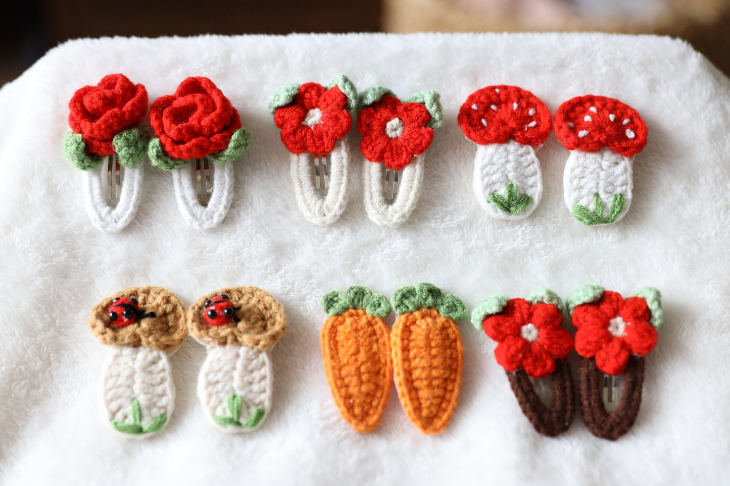 Crochet Cartoon Animals Hair Clips, Kids Toddler Baby Girl Hair Clips, Fruits and Vegetables Hair Clipscrochet, Baby Hair Accessories
