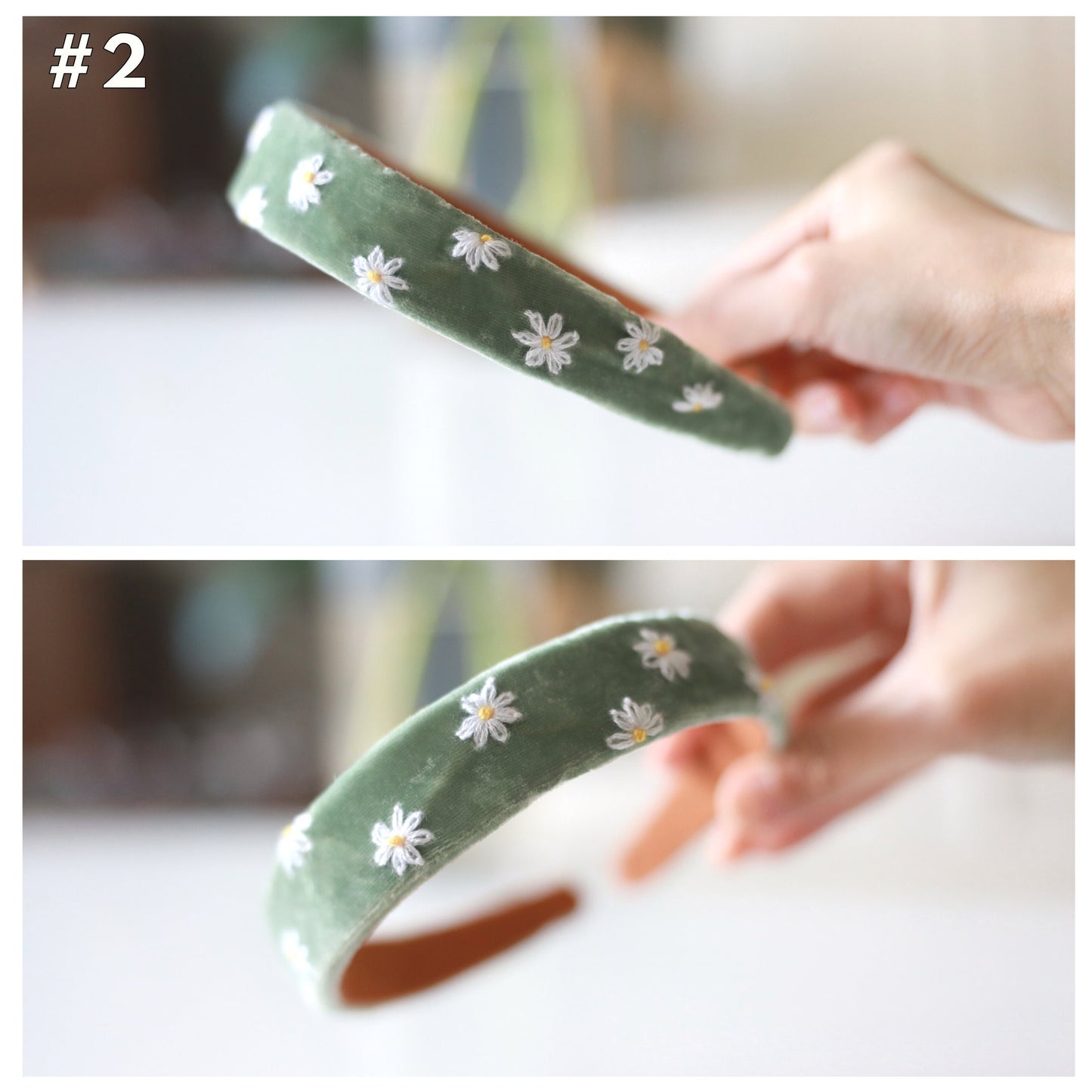 Daisy Embroidered Velvet Headband