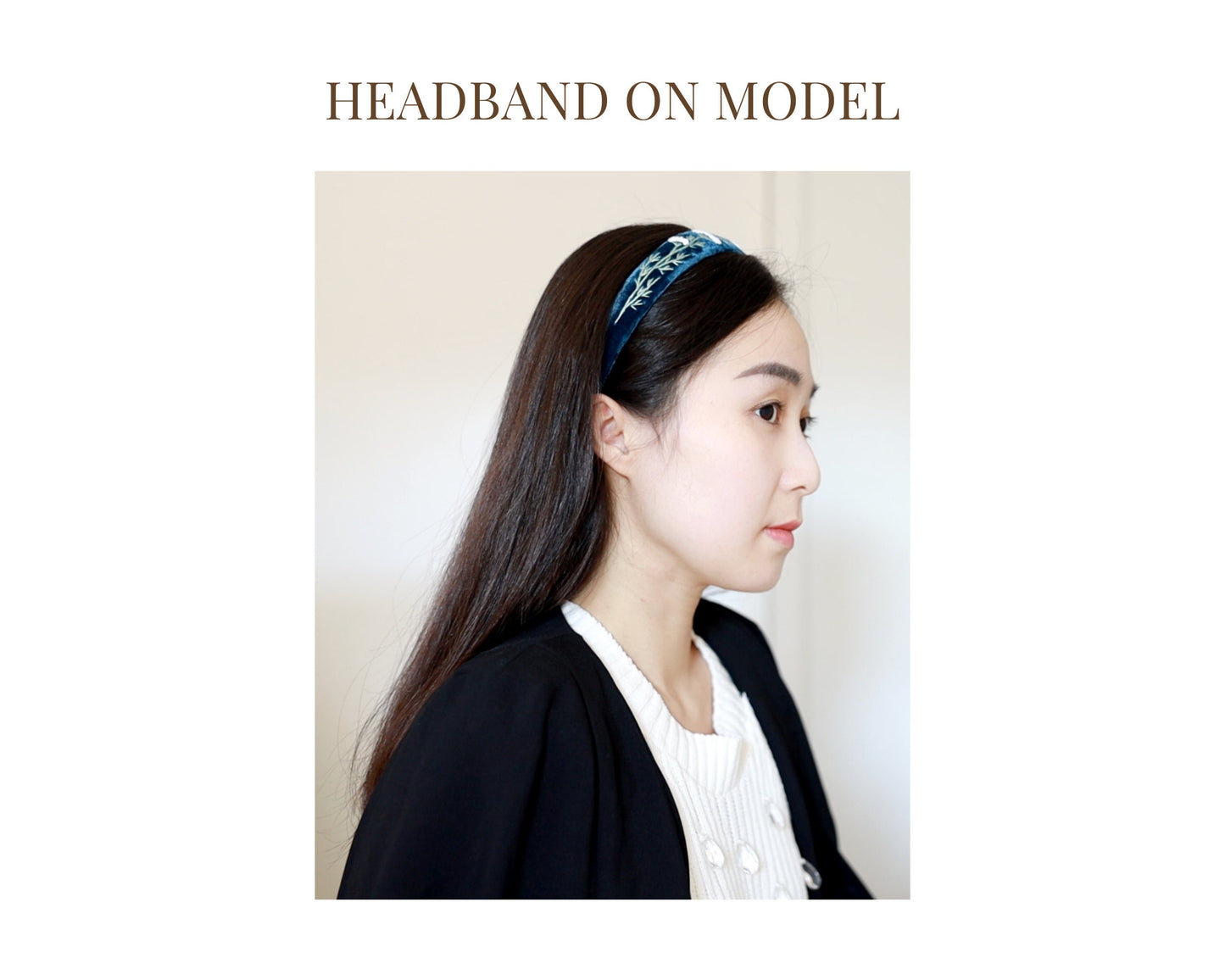 Elegant Floral Embroidered Velvet Headband